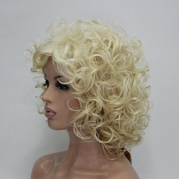 Short Curly Layered 613 Blonde Wigs - Picture 3 of 3